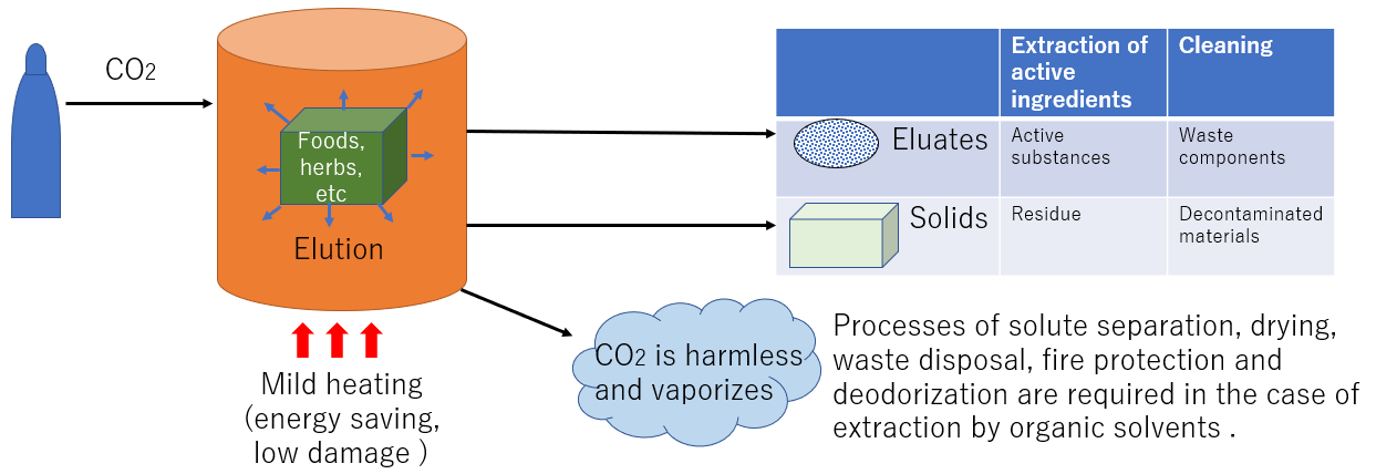 Extraction process by supercritical CO₂