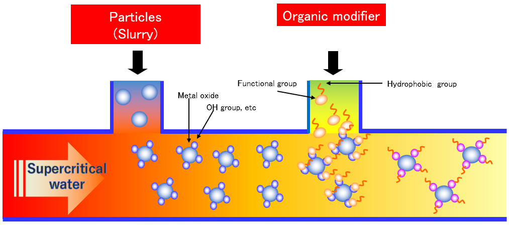 Organic modification of specific particles is available